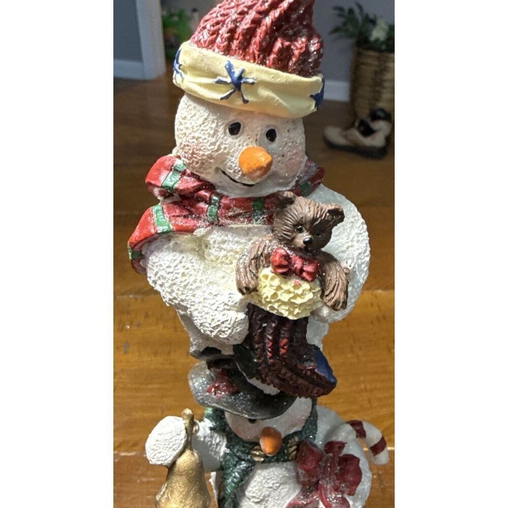 Christmas Stacking Snowmen Polyresin Stocking,and Candy Cane Snowmen 10 Inch